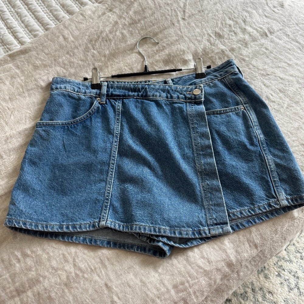 Zara Wrap Denim Skort Mid-Blue Size L